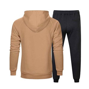 Ensemble de survêtement pour homme au design tendance, avec blocs de couleur, manches longues, pantalon à cordon de serrage, vêtements décontractés en tissu polyester et coton - Product Image 6