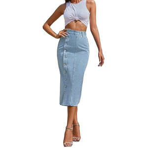 กระโปรงยีนส์แฟชั่นผู้หญิงขายดี ทรงพลีทชายต่ำ ผ้าฝ้าย ยืดได้ ลายเรียบ ทันสมัย สไตล์สตรีทลำลอง รับผลิตแบบ OEM - Product Image 4