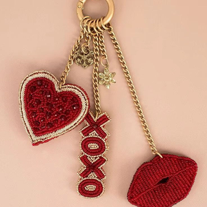 Llavero de cuentas redondo, amuleto para bolso, colgante azul y rojo, con bordado personalizado, hecho a mano, ojo turco, de cuentas de vidrio - Product Image 5