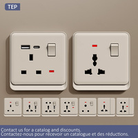 TEP L6 Interrupteur universel à bouton-poussoir, plaque large, contrôle de l'éclairage, unipolaire/bipolaire, 10A 16A 250V, PC ignifuge
