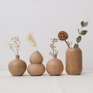 Ensemble de vases de table en bois, design minimaliste rond, matériau naturel, décoratifs, 4-6 pouces - Product Image 4