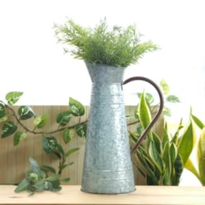 Maceta de Hierro Galvanizado Estilo Shabby Chic, Florero Rústico Premium, Metal Decorativo Vintage con Asa para Jardín y Cocina - Product Image 1
