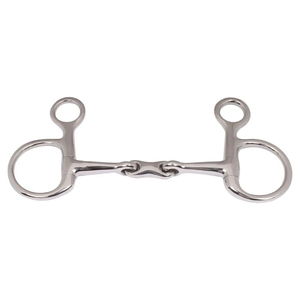Bocado de acero inoxidable para caballo con boquilla de 3 alambres trenzados y discos grandes - Product Image 1
