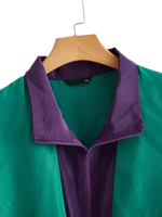 Veste coupe-vent d'hiver style vintage à blocs de couleur avec fermeture éclair, streetwear décontracté, vente en gros, personnalisable, unisexe, avec empiècements contrastants
