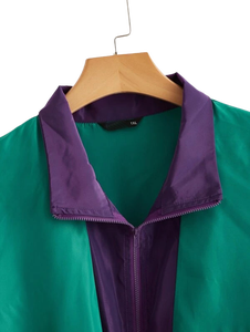 Veste zippée style vintage color block, streetwear décontracté, vente en gros, veste de survêtement légère unisexe personnalisée avec empiècements contrastants - Product Image 4