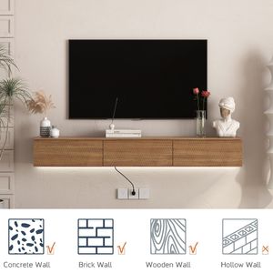 Mobile TV Moderno da Parete da 67 Pollici con LED a 16 Colori, Mobile Intrattenimento da 55, 60, 65 Pollici - Product Image 4