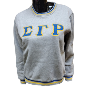 Womens Round Neck Sweatshirt Personalized Greek Letter Graphic Pullover Long Sleeve Casual Relaxed Fit Fleece <b>Crewneck</b> - Product Image 1