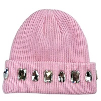 Bonnet unisexe camouflage en strass, broderie 3D, nœuds brillants, gros cristaux, style Y2K, tricoté, hiver, plage, 100% coton, vente en gros
