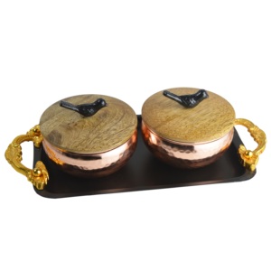 Boîte de rangement de luxe pour aliments, combinaison métal et bois, pour fruits secs, bonbons, contenants de rangement - Product Image 2