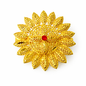 Peigne à cheveux MOLL JEWELLERS vintage plaqué or, fait main, écologique, étanche, élégant, en alliage, avec coquillages, pompons, fleurs et paillettes - Product Image 1