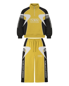 Custom Quarter <b>Zip</b> Tracksuit | Men's Techwear Star Patchwork Sweatsuit Set | OEM Futuristic Racing Style Jogger Set Manufacturer - Product Image 4
