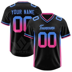 Camiseta de Rugby Personalizada para Hombre, Degradado Negro, Dorado y Rojo, Cuello en V, Manga Corta, Sublimada, Absorbe la Humedad, Nombre y Número del Equipo - Product Image 2