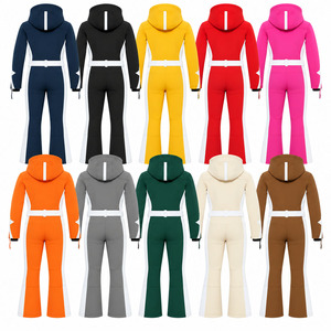 Custom <b>Women</b> One Piece Ski Suit Hooded Snow Jumpsuit Winter Ski <b>Overall</b> with Belt Flared Ski Pants Windproof Warm - Product Image 2