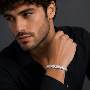 Bracelet en argent sterling 925 avec zircone cubique, chaîne à maillons géométriques polie, moderne, unisexe, pour mariage, fête, usage quotidien, cadeau - Product Image 5