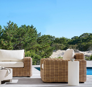 Juego de Sofás de Exterior de Madera de Teca Sólida de Lujo, Diseño con Cojines de Ratán Sintético Tejido a Mano, Ecológico e Impermeable para Hotel - Product Image 4