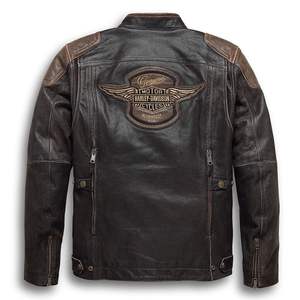 Camisa de Motociclista Urbana Unisex de Verano, con Bloques de Color, de Cuero Genuino Resistente, para Paseos por la Ciudad, con Bordado 3D - Product Image 3