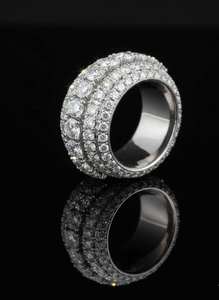 Mens Iced Out Bling <b>Ring</b> Multi Row Hip Hop Design 925 <b>Silver</b> 10K 14K Gold Finish Bold <b>Statement</b> Fashion Jewelry Gift for Him - Product Image 2