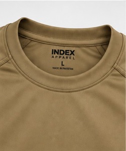 Index Apparel <b>Men's</b> Khaki Short Sleeve T-Shirt Regular Fit O-Neck Quick Dry Knitted Print Front Casual Style - Product Image 6
