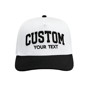 Casquette Snapback Brodé(e) Personnalisé(e) Blanc et Noir à 6 Panneaux Unisexe Style Urbain Ajustable Décontractée - Product Image 1