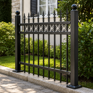 Panel de valla de hierro forjado negro con punta de lanza, barandilla decorativa de metal para jardín, reja de seguridad para villa/casa - Product Image 2