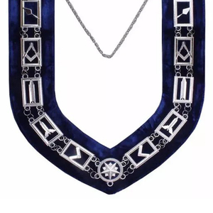 Collier d'officier de réglementation français de la franc-maçonnerie, broderie artisanale sur tissu, collier de cérémonie complet avec chaîne maçonnique - Product Image 4