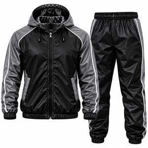 CHAMPS GEARS Combinaison de sudation d'entraînement de haute qualité, vêtement de fitness, logo personnalisé, tissu taffetas extensible bidirectionnel, col à capuche, taille élastique avec cordon de serrage - Product Image 6