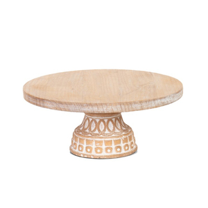 Carved Wood Dessert Pedestal Decorative Engraved Column Wooden Cake Riser Countertop Food Display Holder for Catering - Product Image 1