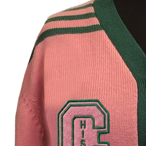New season wear customizable women's button up chenille letters <b>cardigan</b> - Product Image 3