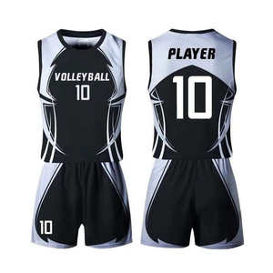 Ensemble d'uniformes de volley-ball d'été personnalisés unisexes pour adultes, sublimés, 100 % polyester, maillot respirant en maille, short à taille élastique, col en V - Product Image 3