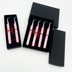 แหนบปลายขนตาเส้นใยสีชมพูแหนบสเตนเลสแยกชิ้นขายดีผลิตภัณฑ์ที่ยั่งยืนแบบโค้งอย่างแรง - Product Image 3