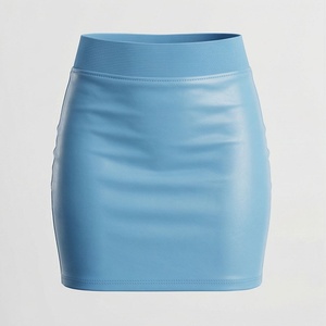 Jupe crayon mini en cuir PU taille haute pour femme, couleur unie, style brillant et sexy, à porter toute l'année - Product Image 1