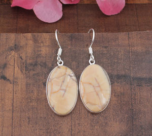 ต่างหูหยดน้ำจากหินแจสเปอร์ธรรมชาติสุดหรู เงินแท้ 925 ประดับอัญมณ์ ดีไซน์โดดเด่น ของขวัญวันเกิดสุดพิเศษ เครื่องประดับเงินทำมือสำหรับงานปาร์ตี้ - Product Image 2