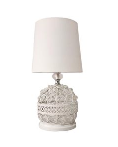Lampe de chevet contemporaine en cristal avec abat-jour en tissu blanc, lampe de bureau moderne pour salon, chambre à coucher, chambre d'enfant - Product Image 3