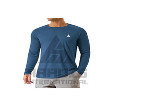 T-shirt décontracté pour homme à col rond et manches longues, tissu tricoté respirant, 200 grammes, 100% polyester, séchage rapide - Product Image 4