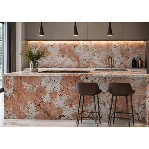 Grande dalle de travertin polie, comptoir de cuisine contemporain, surface en pierre imperméable FLAMINGO pour bureaux et escaliers de maison - Product Image 1