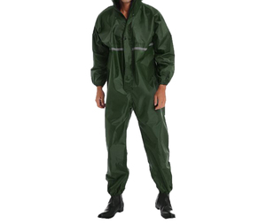 Combinaison de pluie imperméable pour homme, en polyester vert, entièrement ajustable, avec capuche, manches longues, pour toutes les saisons, vêtements d'extérieur - Product Image 2