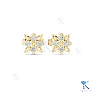 Lab Grown Diamond Floral Sunburst <b>Stud</b> Earrings 4 Stone Cluster 14K/18K Solid Gold Fine Women's Jewelry Wedding Anniversary Gift - Product Image 4