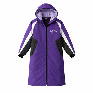 Best Selling Custom logo Printed Swim Parka Waterproof Hooded Long Coat Thermal Lined Changing Robe for Swimmers - Product Image 2