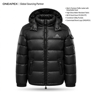 Custom One Apex Men's Black <b>Hooded</b> Puffer <b>Jacket</b> Quilted Winter Outdoor Warm Lightweight <b>Padded</b> Down <b>Jacket</b> Wholesale - Product Image 3