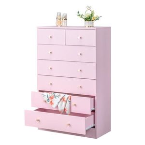 Comò Moderno Semplice Rosa a 7 Cassetti in Legno Massello per Camera da Letto o Soggiorno Arredamento Casa - Product Image 6