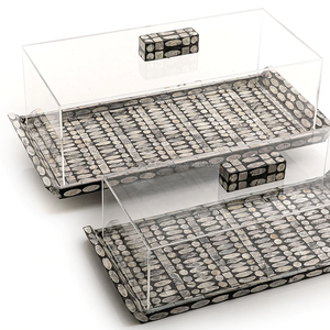 Bandeja de servicio acrílica personalizada para madre de perla, con cubierta, superventas - Product Image 2