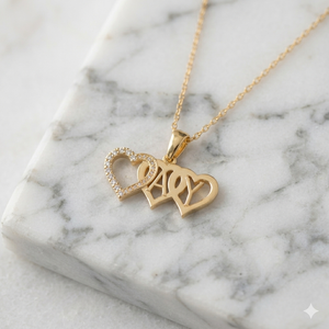 Custom 10K <b>Gold</b> Initial Alphabet <b>Pendant</b> Triple Heart Shape Iced Natural Diamond for Romantic Valentine's Day Anniversary Gifts - Product Image 6