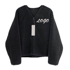 Custom Logo Color Block <b>Fleece</b> Jacket Winter Zip Up Sherpa Sweatshirt Streetwear Apparel Manufacturer Factory OEM Supplier Blank - Product Image 2