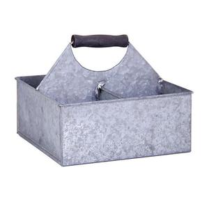 Organisateur de couverts en métal galvanisé durable de style rustique avec poignée en bois, gris rustique, pour la cuisine et la maison - Product Image 6