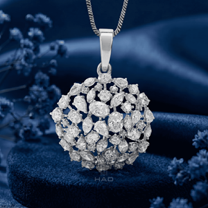 Colgante redondo de diamante cultivado en laboratorio, collar con racimo de diamantes, colgante con halo floral, elegante joyería fina para mujer, colgante de regalo para mujer - Product Image 4
