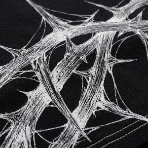 Oversized Black T <b>Shirt</b> for <b>Men</b> with <b>White</b> Abstract Tribal Thorn Graphics and <b>Short</b> <b>Sleeve</b> Crew Neck Design - Product Image 6