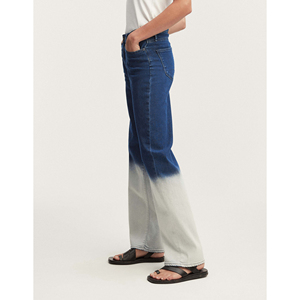 Loose Extra Wide Leg Half Bottom Special Bleach Effect Women's <b>Jeans</b> Denim <b>Jeans</b> Pants for Ladies OEM Service cheap price - Product Image 5