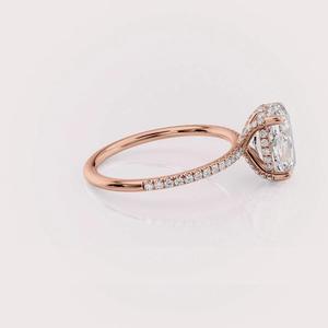 Anillo de Boda de Oro Amarillo/Rosa y Blanco Sólido de 9 Quilates con Incrustaciones de Diamantes Ovalados Cultivados en Laboratorio con Certificación IGI y Baño de Rodio para Novia - Product Image 3
