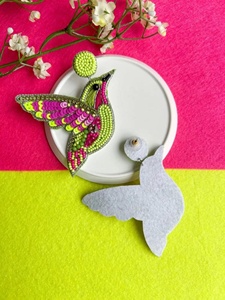 Boucles d'oreilles brodées à la main avec motif d'oiseau Orion Handicraft, uniques, tendance, légères, pour un usage quotidien estival, cadeau, bijoux - Product Image 3