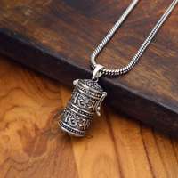 Collier de roue de prière tibétain, pendentif Om Mani Padme Hum, médaillon bouddhiste en laiton et argent, bijoux de méditation